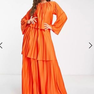 ASOS DESIGN Tiered Pleated Maxi Dress